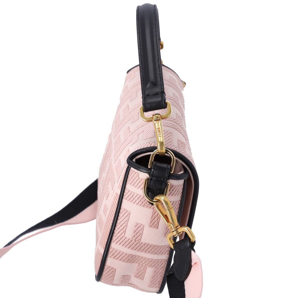 FENDI Mamma Baguette Zucca Pattern Handbag 8BR600 Pink Beige Black Jacquard - Picture 8 of 8